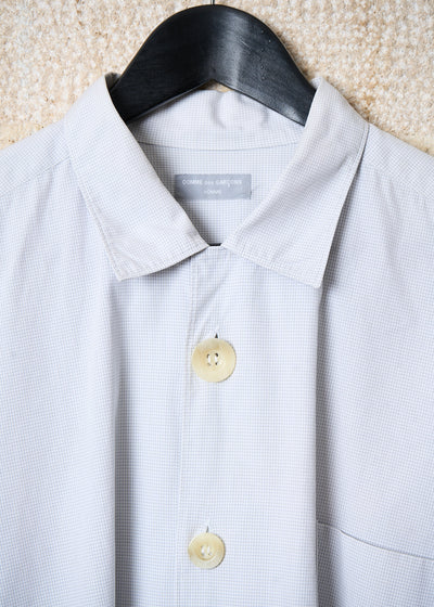 HOMME  WHITE MINI CHECK GRADUAL BUTTONS SHIRT 1980'S - LARGE