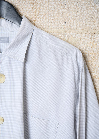 HOMME  WHITE MINI CHECK GRADUAL BUTTONS SHIRT 1980'S - LARGE