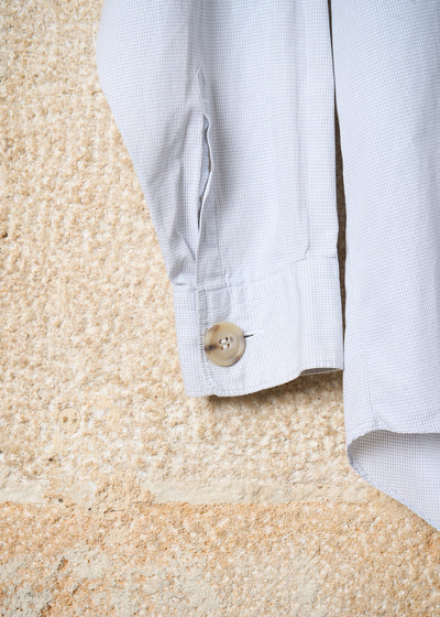 HOMME  WHITE MINI CHECK GRADUAL BUTTONS SHIRT 1980'S - LARGE
