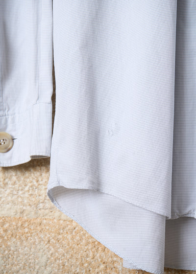 HOMME  WHITE MINI CHECK GRADUAL BUTTONS SHIRT 1980'S - LARGE