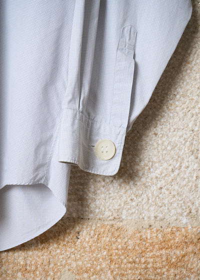 HOMME  WHITE MINI CHECK GRADUAL BUTTONS SHIRT 1980'S - LARGE