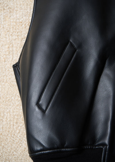 HOMME PLUS BLACK FAUX LEATHER REVERSIBLE QUILTED ZIP GILET AW1989 - SMALL