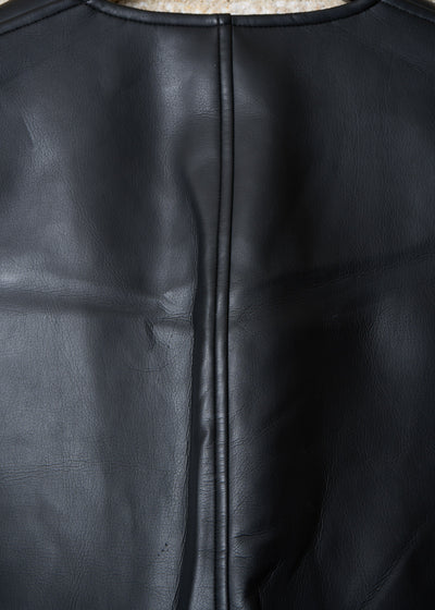 HOMME PLUS BLACK FAUX LEATHER REVERSIBLE QUILTED ZIP GILET AW1989 - SMALL
