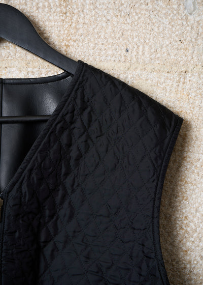 HOMME PLUS BLACK FAUX LEATHER REVERSIBLE QUILTED ZIP GILET AW1989 - SMALL