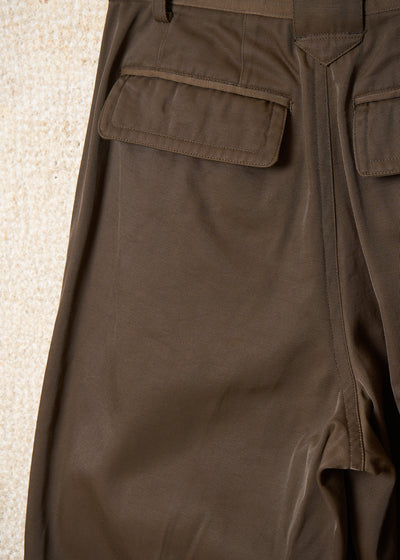 Brown Pleated Relax Pants 1980's - Medium