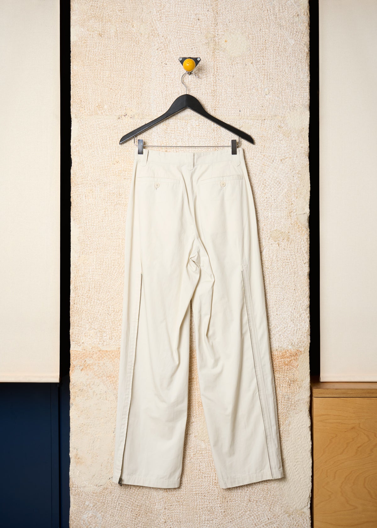 White Cotton Zip Modulable Pants 1980's - Small