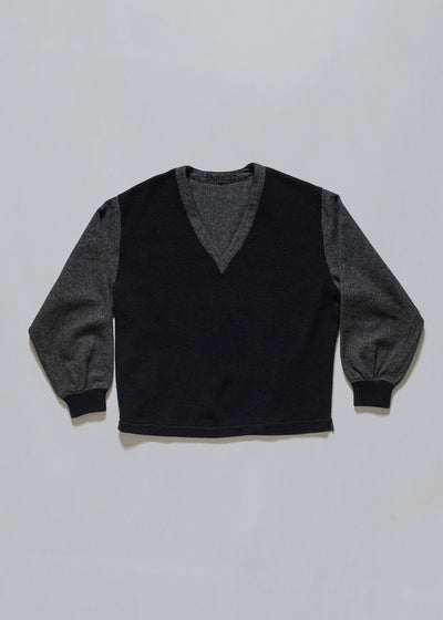 Homme Two Tones V Neck Sweater 1980's - Medium - The Archivist Store