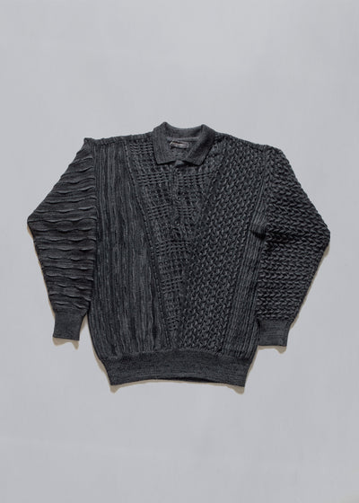 Mixed Pattern Knitted Polo 1980's - Large - The Archivist Store