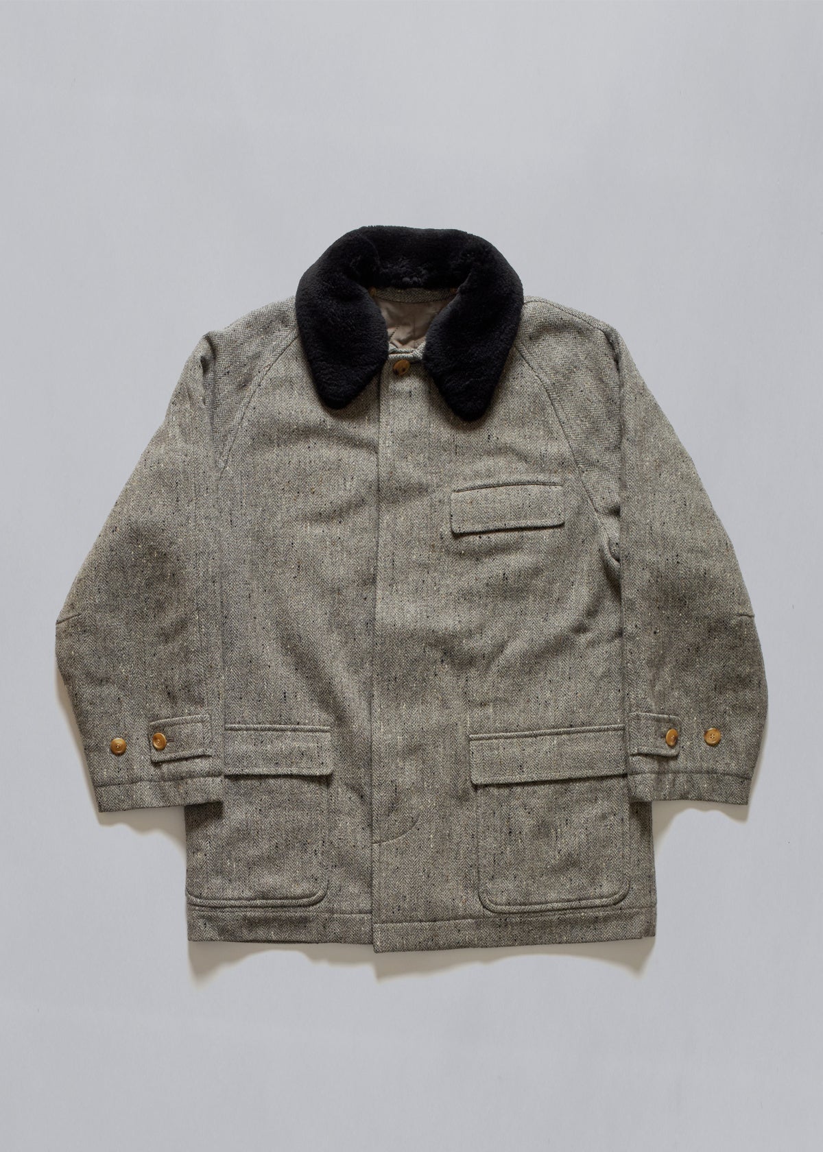 Herringbone Tweed Coat 1980's - Medium - The Archivist Store