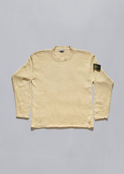 Chenille Cotton Crewneck Jumper Canary Yellow SS1998 - The Archivist Store