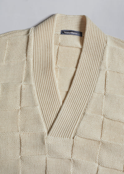 Shawl Collar Check Wool Knit 1980's - Large - The Archivist Store
