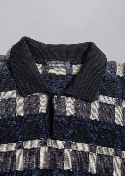 Textured Stripes Knitted Polo 1980's - Medium - The Archivist Store