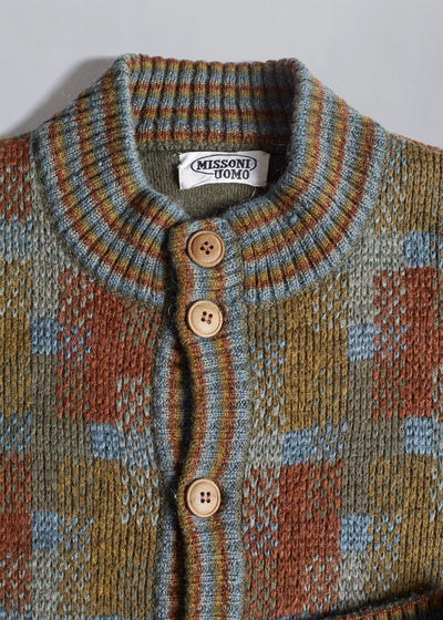 Mohair Multi Pattern Cardigan 1980's - X-Large - The Archivist Store