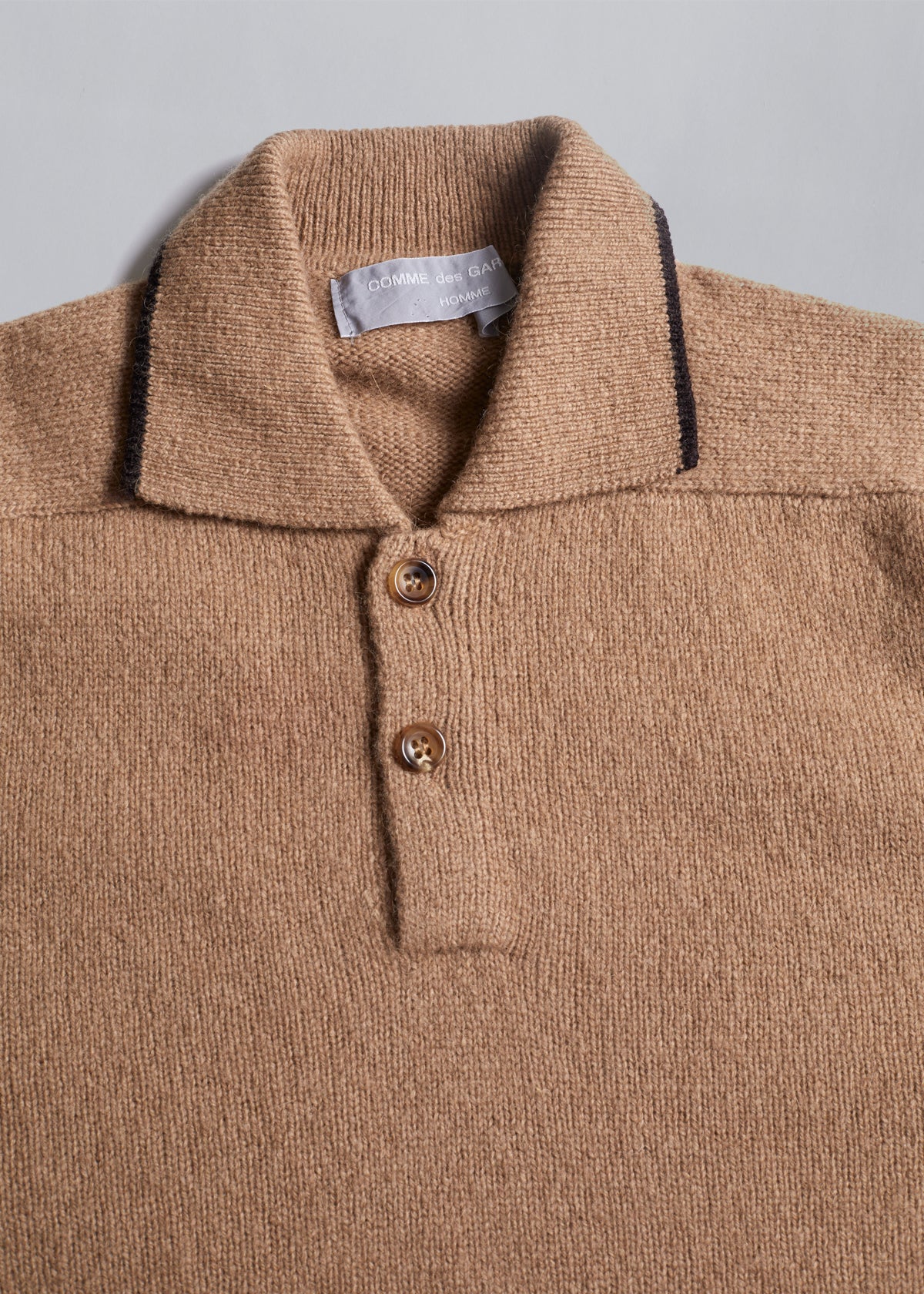 CDGH Camel Wool Knitted Polo 1980's - Large - The Archivist Store
