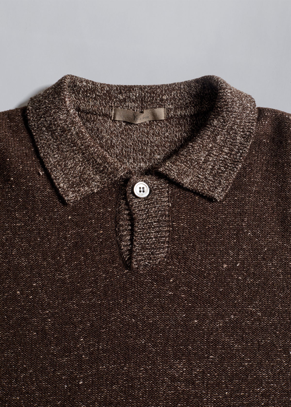 Brown Mix Knitted Polo 1980's - Medium - The Archivist Store