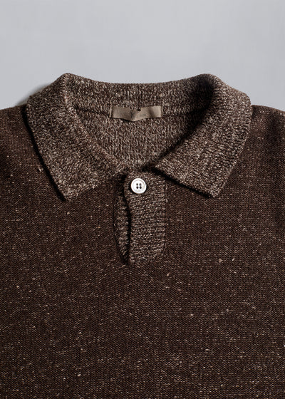 Brown Mix Knitted Polo 1980's - Medium - The Archivist Store