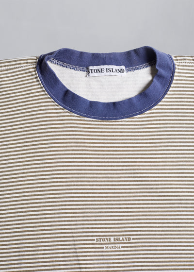 Marina Striped Tee Green SS1987 - Large - The Archivist Store