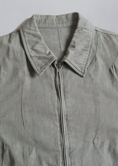 Homme Grey Cotton Zip Work Jacket 1988 - Medium - The Archivist Store
