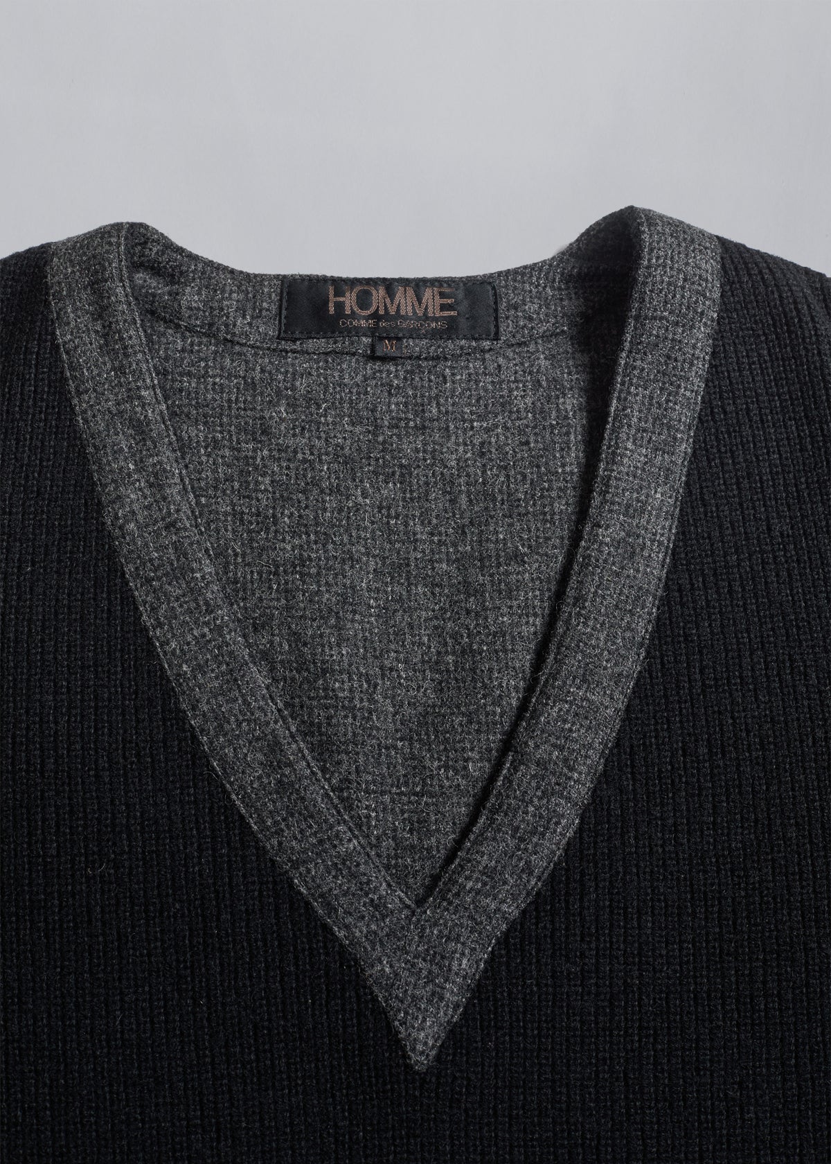 Homme Two Tones V Neck Sweater 1980's - Medium - The Archivist Store